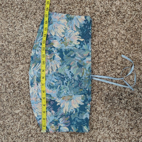 Madden NYC lichen blue brocade strapless floral swirl corset back crop tube top - Picture 6 of 13